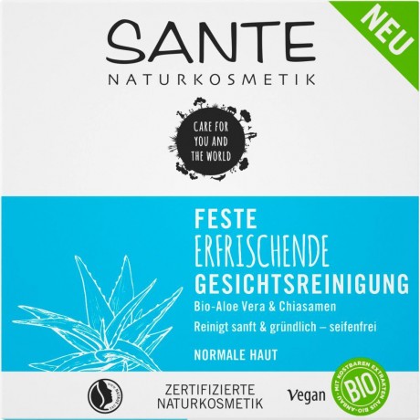 Sante Feste Erfrischende Gesichtsreinigung Bio-Aloe Vera & Chiasamen  Твердое освежающее очищающее средство для лица с органическим алоэ вера и семенами чиа