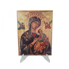 Картина винтажная "Богородица", дерево, ручная роспись, 21 x 27,5 см, Германия, 1960-70гг.