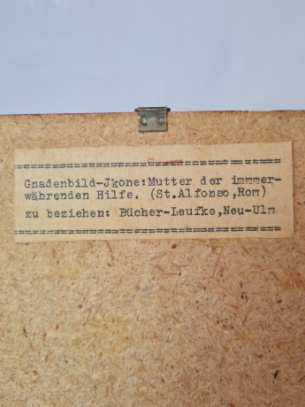 Картина винтажная "Богородица", дерево, ручная роспись, 21 x 27,5 см, Германия, 1960-70гг.