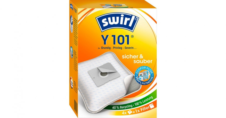 Swirl Swirl Staubsaugerbeutel Y101 EcoPor 4 Stuck   Вихревые мешки для пылесоса Y101 EcoPor 4 шт.