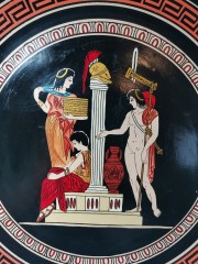 Apollo, Коллекционная керамическая тарелка репродукция картины 480г до н.э. "Электра и ее брат Орест и любовник Эгисф", 25см, Греция 1970-1980г.