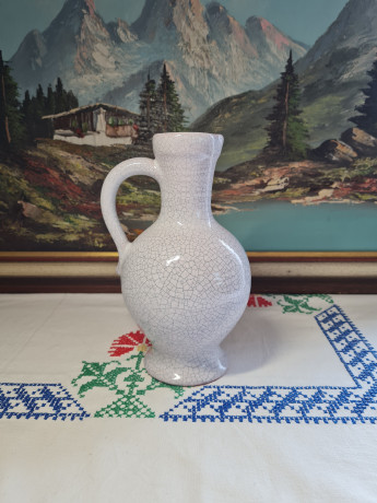 Karlsruhe Majolika Ваза кракле в бело-серых тонах, 23 x 10см, Испания, 1970-80гг.