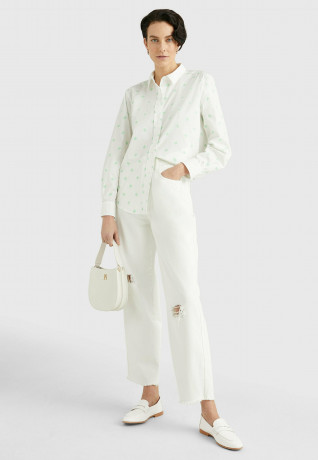 Tommy Hilfiger MONOGRAM EMBROIDERY  Button-down blouse small cmd emb spring lime MONOGRAM EMBROIDERY Блузка на пуговицах маленький cmd emb весенняя известь