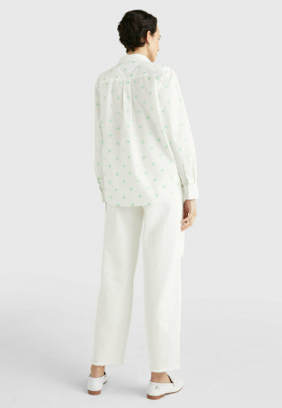 Tommy Hilfiger MONOGRAM EMBROIDERY  Button-down blouse small cmd emb spring lime MONOGRAM EMBROIDERY Блузка на пуговицах маленький cmd emb весенняя известь