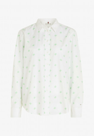 Tommy Hilfiger MONOGRAM EMBROIDERY  Button-down blouse small cmd emb spring lime MONOGRAM EMBROIDERY Блузка на пуговицах маленький cmd emb весенняя известь