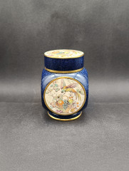 Банка для чая винтажная Carlton Ware England "Фрукты и птица", в ярких тонах, керамика, 13 х 8 см, Англия, 1960-70гг.