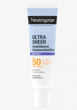 Neutrogena Sonnenfluid Gesicht, ultra sheer age shield, LSF 50, Солнцезащитный флюид для лица, ультратонкий защитный крем от старения, SPF 50, 50 мл