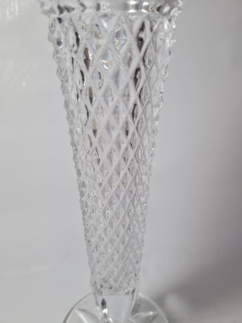 Винтажная Хрустальная ваза ромбовидной огранки, 25,5см, Германия, 1960-70гг.