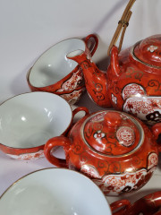 Набор для чая винтажный, фарфор с ярким декором в японском стиле, Япония, 1960-70гг.