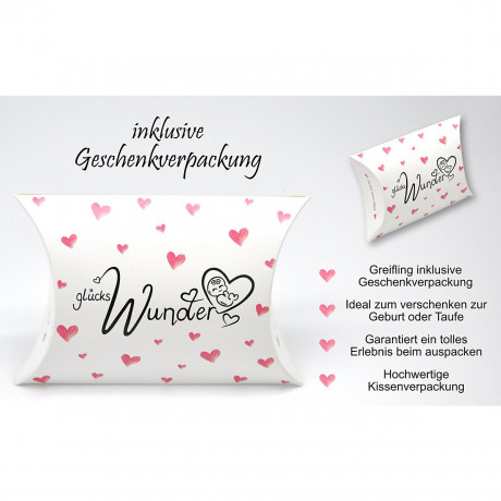 glucksWunder Holz Greifling Beissring Babyfusschen Buche personalisiert mit Name in Geschenkverpackung Деревянное кольцо для прорезывания зубов детские ножки бук персонализированное с именем в подарочной коробке