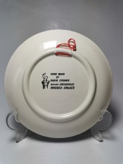 DAKAS CERAMIC, Коллекционная керамическая тарелка "Павлины" в бордовом декоре, 18см, Родос Греция 1970г.