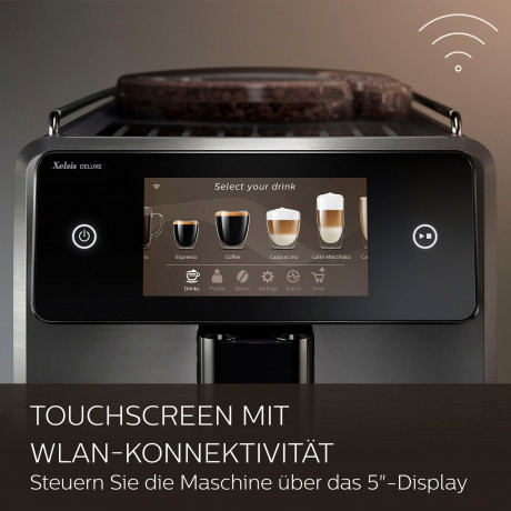 Saeco Saeco Kaffeevollautomat Xelsis Deluxe SM8785/00, fur 22 Kaffeespezialitaten, mit 8 Benutzerprofilen und 5" Touchscreen  Полностью автоматическая кофемашина Saeco Xelsis Deluxe SM8785/00, для 22 сортов кофе, с 8 профилями пользователя и сенсорным экр