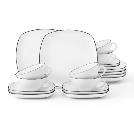 Seltmann Weiden Seltmann Weiden Lido Black Line Tee-Set eckig klein 18-tlg. Seltmann Weiden Lido Black Line Набор для чая квадратный маленький, 18 предм.