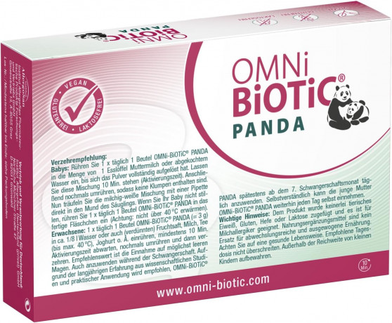 OMNI-BIOTIC Panda 7st, Пробиотик Омни-биотик Панда для беременных женщин и детей с рождения, 4 штамма полезных бактерий, 7 штук х 3г