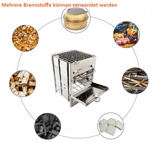 Dsen Dsen Gaskocher Campingkocher Holzofen Holzofen Camping Mini Grill, (1-St)  Газовая плита Dsen Кемпинговая печь Дровяная печь Дровяная печь Кемпинг Мини-гриль (1 шт.)