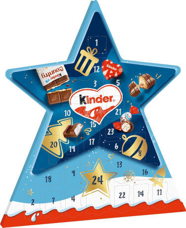 Kinder Mix Star 2025 Adventskalender, Киндер Адвент-календарь, 24 сладких сюрприза, 149 грамм