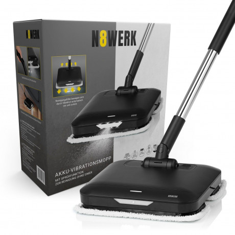 N8WERK N8WERK Akku-Wischmopp Akku-Vibrationsmopp Bodenwischer, Midnight Black Edition schwarz 240V N8WERK беспроводная швабра с вибрацией швабра для пола, Midnight Black Edition черный 240В