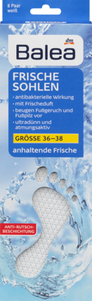 Balea (Балеа) Ультратонкие стельки - белые - Размер: 36 - 38, 8 Пара, 16 шт