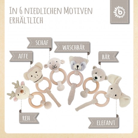 bieco Greifling Holz Natur und Baumwolle Baby Beissring 10 cm Greifring 0 M Babyrassel Greiflinge Кольцо для прорезывания зубов из натурального дерева и хлопка Кольцо для прорезывания зубов для младенцев 10 см Кольцо-ручка 0 M Детская погремушка Кольца дл