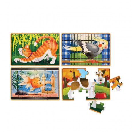 Melissa  Doug 4 Holzpuzzle im Kastchen 4 деревянных пазла в коробке