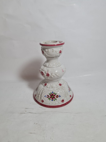 Подсвечник винтажный MR Marzi&Remy с декором в виде мелких розовых цветков, фарфор, 16.5 см, Германия, 1960-70гг.