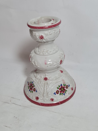 Подсвечник винтажный MR Marzi&Remy с декором в виде мелких розовых цветков, фарфор, 16.5 см, Германия, 1960-70гг.