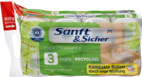 Sanft&Sicher Туалетная бумага перерабатываемый 3-lagig, 8x200 Blatt, 1600 листов