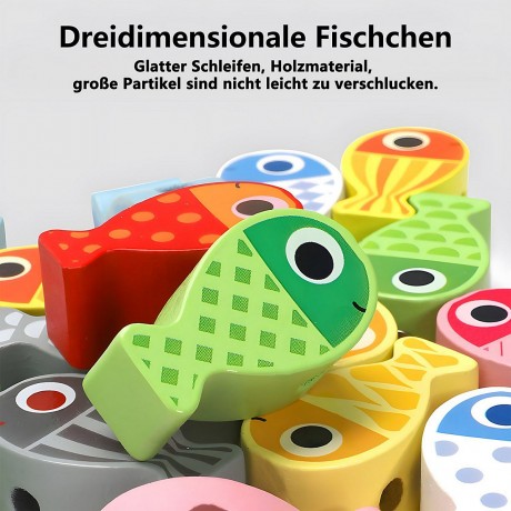 Arkmiido Holz Angelspiel mit 18 magnetische Fische Деревянная рыбалка с 18 магнитными рыбками