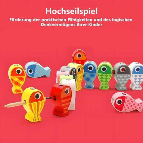 Arkmiido Holz Angelspiel mit 18 magnetische Fische Деревянная рыбалка с 18 магнитными рыбками
