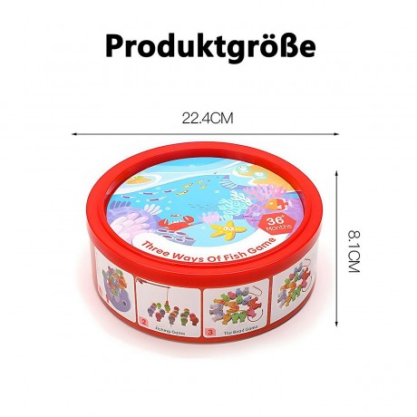 Arkmiido Holz Angelspiel mit 18 magnetische Fische Деревянная рыбалка с 18 магнитными рыбками