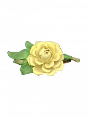 Статуэтка винтажная The Franklin Mint "Желтый цветок с листьями", фарфор, 17 х 5 см, Италия, 1985 год.