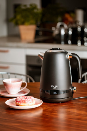 JUNG JUNG Wasserkocher ADLER AD1295B Wasserkocher mit Temperatureinstellung Digital Kettle, 1.7 l, 2200 W, Edelstahl LCD Display 360° Basis, Wasserkessel Wasser kochen Kettle  Чайник JUNG ADLER AD1295B чайник с регулировкой температуры, цифровой чайник, 1