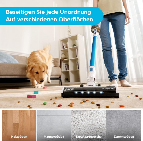 Eureka! Eureka! Akku-Hand-und Stielstaubsauger Ideal fur Hartboden, Teppiche, Tierhaare, 250,00 W, beutellos, 2 in1 Kabelloser Staubsauger Leicht mit Burstenloser Motor 250W Starke  Эврика! Беспроводной ручной и стержневой пылесос, идеально подходящий для
