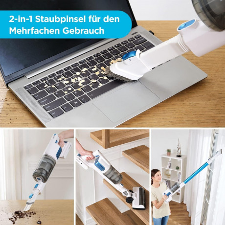 Eureka! Eureka! Akku-Hand-und Stielstaubsauger Ideal fur Hartboden, Teppiche, Tierhaare, 250,00 W, beutellos, 2 in1 Kabelloser Staubsauger Leicht mit Burstenloser Motor 250W Starke  Эврика! Беспроводной ручной и стержневой пылесос, идеально подходящий для