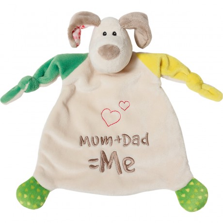 NICI Schmusetuch Hund Mum+Dad=Me 25x25cm Одеяло Собака Мама+Папа=Я 25х25см