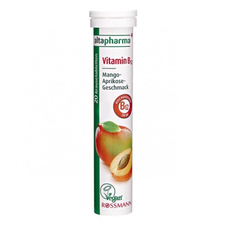 altapharma Brausetabletten Vitamin B12 Шипучие таблетки с витамином В12 со вкусом манго и абрикоса 86 г