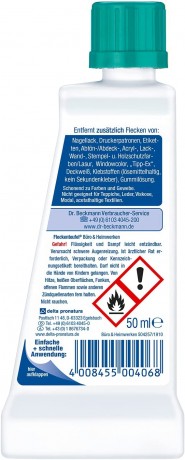 Dr. Beckmann Fleckenteufel Buro & Heimwerken,  Доктор Бекманн Пятновыводитель от Пятен жвачки, клея, чернил для принтера, лака для ногтей, 50 мл