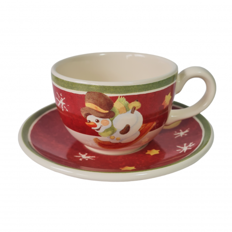 Чайная пара винтажная THUN "Снеговик", керамика, 2 шт., Германия, 1980-90гг.