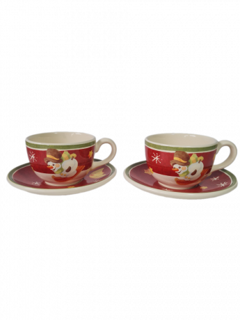 Чайная пара винтажная THUN "Снеговик", керамика, 2 шт., Германия, 1980-90гг.