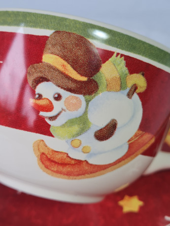 Чайная пара винтажная THUN "Снеговик", керамика, 2 шт., Германия, 1980-90гг.
