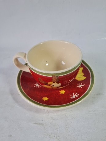 Чайная пара винтажная THUN "Снеговик", керамика, 2 шт., Германия, 1980-90гг.
