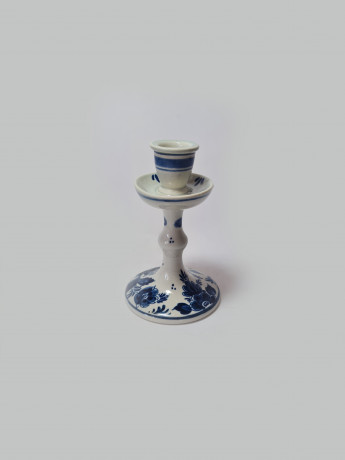 Delft Royal Holland Подсвечник с голубыми цветами и синим ободком, дельфтский фарфор, 14см х 8,5см, Голландия, 1960-70гг.