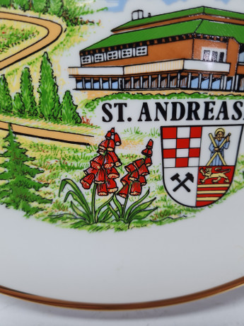 Manufaktur Floss Bavaria Декоративная тарелка с видами Санкт-Андреасберг, 19,5 см, Германия, 1960-70гг.