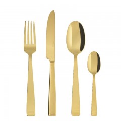 Sambonet Sambonet Flat - Edelstahl / PVD Gold Besteckset 24-tlg. Vollheft / Monoblock Набор столовых приборов Sambonet Flat из нержавеющей стали / золота с PVD-покрытием, 24 предм. Полный буклет/моноблок
