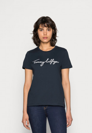 Tommy Hilfiger HERITAGE CREW NECK GRAPHIC TEE Print T-shirt midnight ФУТБОЛКА HERITAGE С КРУГЛЫМ ВЫРЕЗОМ С ГРАФИКОЙ Футболка с принтом полночь