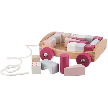 goki Ziehwagen mit 20 Bausteinen Нарисуйте повозку с 20 строительными блоками.