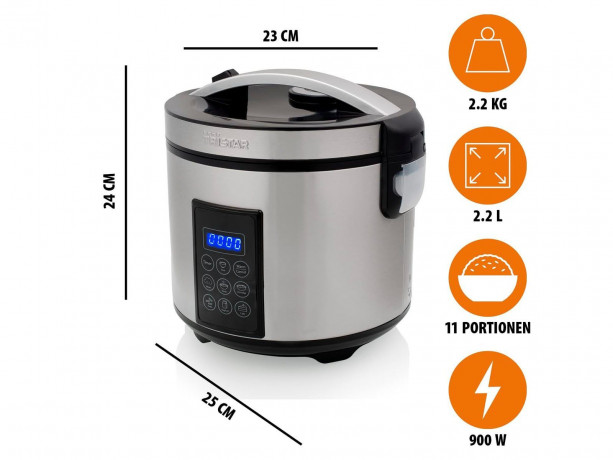 Tristar Tristar Reiskocher, 900 W, digitaler Multi-Kocher Kochautomat  Gemuse-Dampfgarer fur Sushi Reis  Рисоварка Tristar, 900 Вт, цифровая мультиварка, автоматическая пароварка для риса для суши
