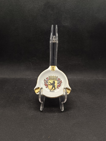 Пепельница винтажная KHM Bavaria "Герб Берлина", фарфор, с позолотой, 8 см, Германия, 1960-70гг.