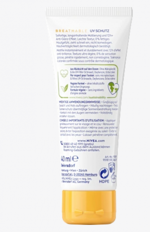 NIVEA SUN Sonnenfluid Gesicht mattierend, LSF 50+, Матирующий солнцезащитный флюид для лица, SPF 50+, 40 мл