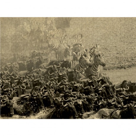 CALVENDO Puzzle CALVENDO Puzzle Gnuwanderung in der Masai Mara im Vintage Look Пазл CALVENDO Puzzle Миграция антилоп гну в Масаи Мара в винтажном стиле